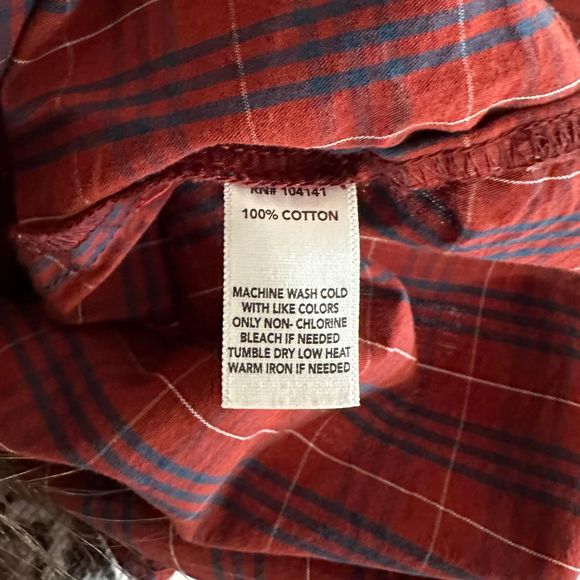 Field & Stream Red & Blue Plaid Long-sleeve Dress Shirt, Size 2XL, Pre-owned - Picture 7 of 7